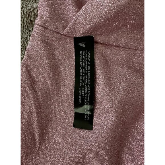 Topshop One Shoulder Glitter Textured Ruffled Mini Party Dress Pink Size 2 NWT - Picture 9 of 16